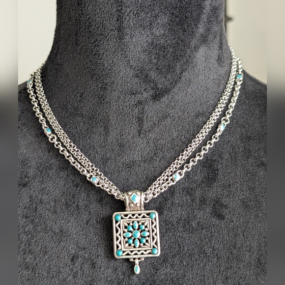 Brighton "Carnival" Blue Turquoise Enamel Necklace, Earrings, Bracelet Set W/Tin - Picture 3 of 15